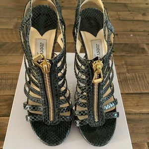 Jimmy Choo Glenys Platform Sandal Snake Green